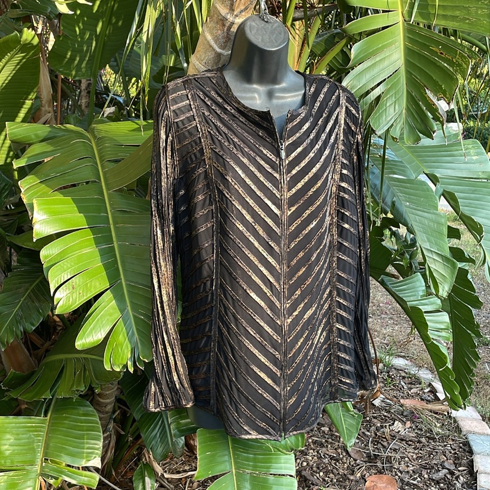 Chicos animal, print metallic and sheer mesh jacket